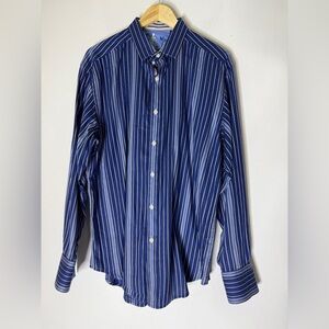 Robert Graham Old Money Size‎ XL Flip Cuff Blue Striped Button Up Shirt Top